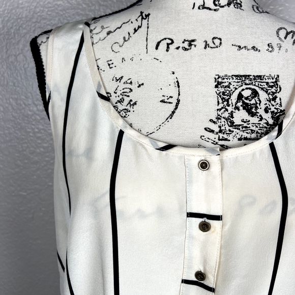 Madewell Broadway & Broome Sz 8 Sleeveless Dress 100% Silk Black, White Stripes - Picture 4 of 16